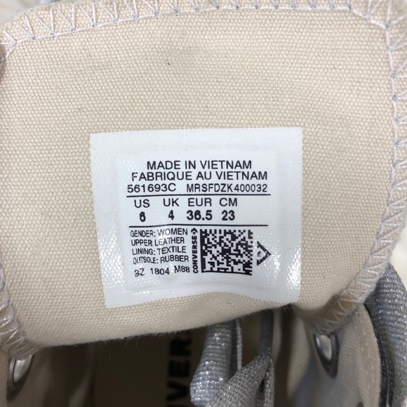 Converse All Star High Top Silver Metallic Shoes 6 - Picture 7 of 8